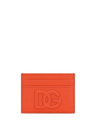 Dolce & Gabbana logo-embossed leather cardholder - Orange