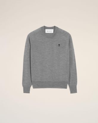Ami Grey Wool Crewneck Ami De Coeur Sweater Grey - XXL - for Men