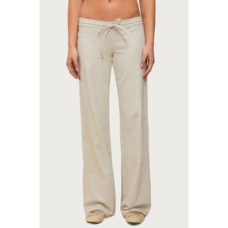 Edikted Claudia Stretch Cotton Drawstring Straight Leg Pants in Gray-Melange at Nordstrom, Size X-Small