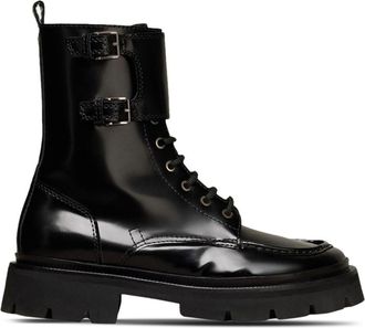 Ami double-buckle leather boots - unisex - Leather - 40 - Black