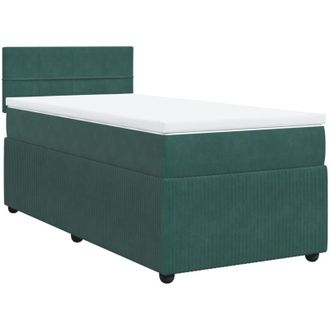 vidaXL Cama Box Spring Con Colch&oacute;n Terciopelo Verde Oscuro 90x200 Cm Vidaxl