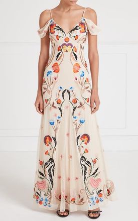 Temperley London Toledo Strappy Gown in Almond Mix at Nordstrom, Size 6