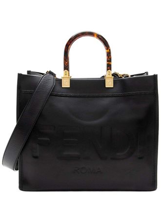Fendi Fendi Black Leather Sunshine Medium Shopper Tote (Authentic Pre-Loved)