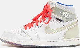 Air Jordan s White Leather Jordan 1 Retro High Zoom White Racer Blue Sneakers