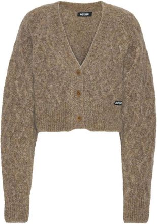 Rotate Cropped Cardigan With Textured Cable Knit