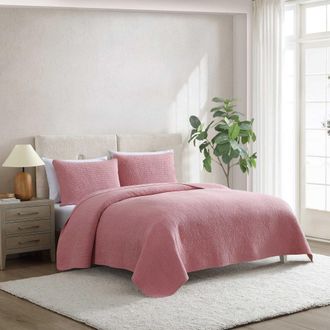 Nautica Seashore Stitch Pink Full/Queen Quilt Set