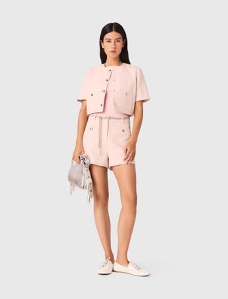 Maje Short-sleeved Tweed Jacket - Pink - Maje