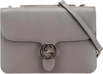 Gucci Pre-owned Vintage Crossbody Bag - Dames - Vintage Schoudertas - Grijs - ONE Size - Leer - Vintage