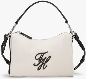 Tommy Hilfiger Womens Water-Repellent Script Monogram Mini Bag - Beige