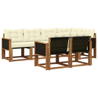 vidaXL Conjunto De Sof&aacute;s De Exterior Con Coj&iacute;n 7 Pcs Natural Y Crema Vidaxl