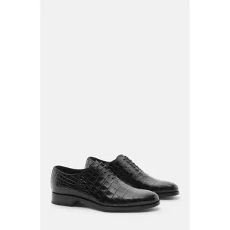 Scarosso Ignazio Oxfords in Black - Croco-Printed Calf at Nordstrom, Size 42.5