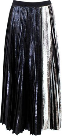 Proenza Schouler Black & Silver Coated Pleated Midi Skirt Size XXS