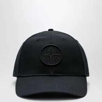 Stone Island Cappello da baseball nero con logo