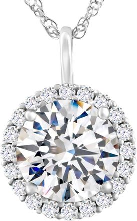 Pompeii3 Certified 3 1/2Ct Halo Diamond Pendant 14k Gold Womens Necklace Lab Grown
