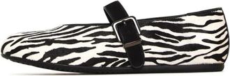 Cesare Gaspari Stijlvolle Mary Jane Flats - Zebra - Dames - Ballerinas - Wit - 37 EU - Leer - Schoenen