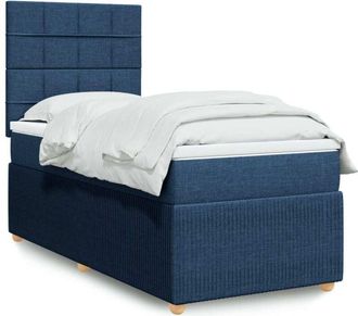 vidaXL Cama Box Spring Con Colch&oacute;n Tela Azul 90x200 Cm Vidaxl