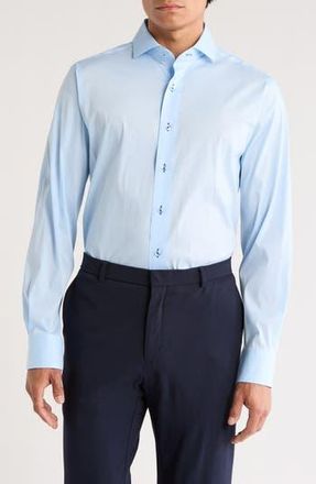 Lorenzo Uomo Trim Fit Cotton Blend Dress Shirt in Ice Blue at Nordstrom Rack, Size 14.5