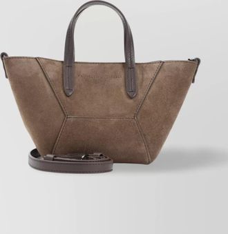 Brunello Cucinelli monili suede leather tote bag