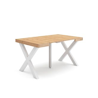 Skraut Home Mesa Consola Extensible, Mesa Comedor Plegable, 140, Para 6 Comensales, Patas Madera Maciza, Estilo Moderno, Roble - Skraut Home