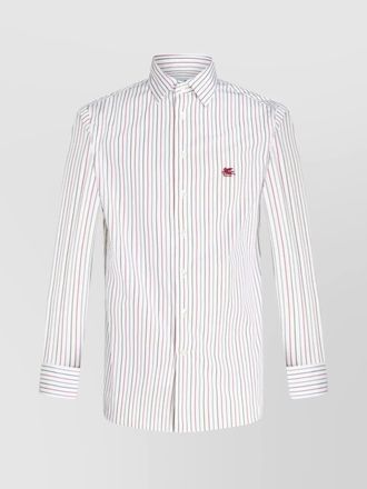 Etro spread collar striped logo shirt
