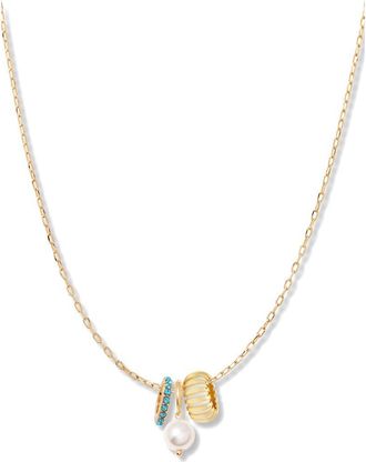 Brook & York Gaby Faux Pearl & Birthstone Multipendant Necklace in Gold/December at Nordstrom