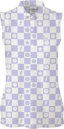 SwingJuice Womens Golf Smile Face Sleeveless Polo In Ivory