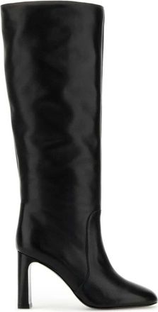 Stuart Weitzman Kniehoge Blokhak Laarzen - Dames - Laarzen met Hak - Zwart - 39 EU - Leer - Schoenen