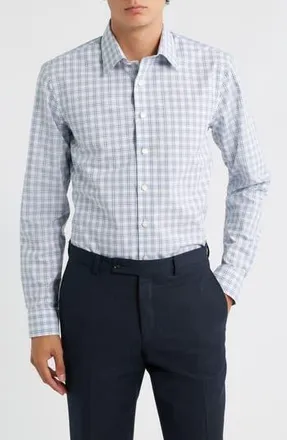 Nordstrom Extra Trim Fit Check Non Iron Cotton Dress Shirt in Lilac Ramos Plaid at Nordstrom Rack, Size 17.5 - 34/35