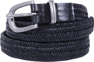 Brunello Cucinelli Gevlochten leren riem - Dames - Riemen - Zwart - M - Leer - Accessoires