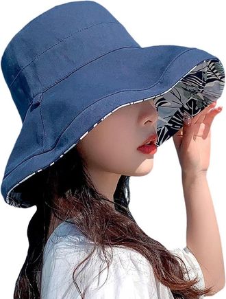 Generic Kisyard Reversible Bucket Hat for Women Summer UV Sun Protection Wide Brim Fishing Hat Foldable Travel Beach