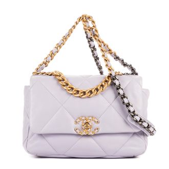 Chanel Pre-owned Womens Classic 19 Flap Shoulder Bag - Purple - One Size