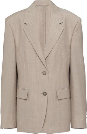 Prada Wollen Blazer Jas - Dames - Blazers - Beige - S - Wol - Jassen
