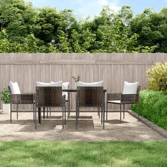 vidaXL Juego Comedor Jard&iacute;n 7 Piezas Y Cojines Rat&aacute;n Sint&eacute;tico Y Acero Vidaxl