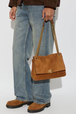 Tory Burch Suede Bag Charlie, Womens, Brown