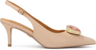 Kazar Elegante slingback pumps versierd met sieradenapplicatie - Dames - Pumps - Roze - 37 EU - Leer - Schoenen