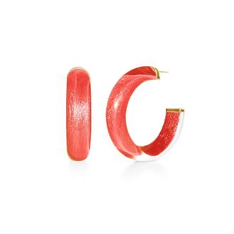 Gold & Honey Womens Small Illusion Lucite Hoop Earrings In Watermelon