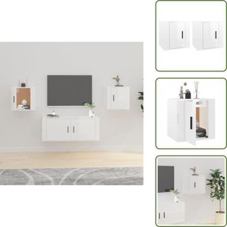 vidaXL The Living Store Mobili Porta TV a Parete 2 pz Bianco Lucido 40x34,5x40 cm - Mobili TV