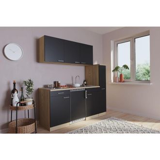 Respekta Cucina Minicucina Cucina singola Modulo cucina Rovere nero Luis 180 cm Respecta