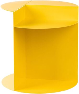 Beliani Beliani - Mesa Auxiliar De Metal Redonda Con Estante Amarillo Taggart