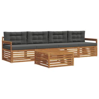 vidaXL Conjunto De Sof&aacute;s De Exterior 5 Pcs Natural Y Antracita Vidaxl