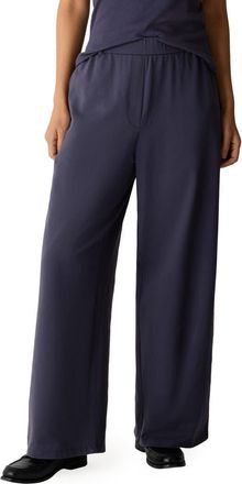 Eileen Fisher High Waist Stretch Organic Wide Leg Pants in Ink at Nordstrom, Size Xx-Small