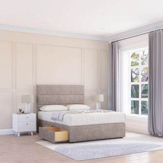 Sloomy Texas Plush Velvet Memory Foam Bed Set With No Drawers, Mattress & Headboard in Stone | Size: Small Single