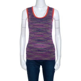 M Missoni Multicolor Knit Contrast Trim Sleeveless Tank Top