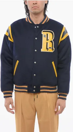 Rhude Bomber in Lana con Dettagli in Pelle Vegan e Bottoni Automat taglia L