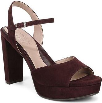 Naturalizer Marigold Ankle Strap Platform Sandal in Smoky Sangria Suede at Nordstrom, Size 6.5