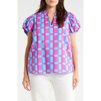 Sugarlips Marvy Checker Top in Fuchsia/blue at Nordstrom, Size 3 X