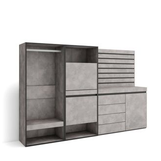Skraut Home Skraut Home - Zapatero, Armario Zapatos Botas, 227x145x35 Cm, Dormitorio, Habitaci&oacute;n, Vestidor Abierto, C&oacute;moda, Cajonera, Listones Decorativos, Estilo