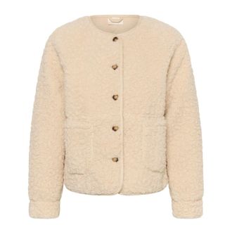 Cream Imitatie schapenvacht jas - Dames - Jassen - Beige - Maat: 2XL