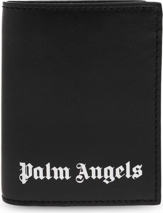 Palm Angels Leren Kaarthouder met Logo - Heren - Portefeuilles - Zwart - ONE Size - Leer - Accessoires