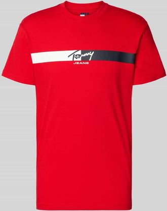 Tommy Jeans Regular Fit T-Shirt aus reiner Baumwolle in Rot, Gr&ouml;&szlig;e XXL